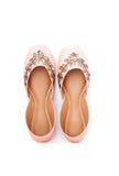 Baby Pink Dabka Embroidered Silk Juttis