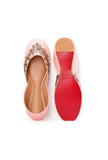 Baby Pink Dabka Embroidered Silk Juttis