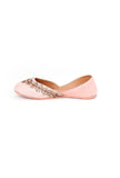 Baby Pink Dabka Embroidered Silk Juttis