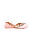 Baby Pink Dabka Embroidered Silk Juttis
