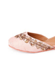 Baby Pink Dabka Embroidered Silk Juttis