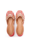 Rust Floral Embroidered Silk Juttis