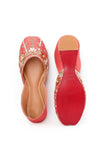 Rust Floral Embroidered Silk Juttis