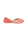 Rust Floral Embroidered Silk Juttis