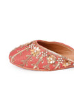 Rust Floral Embroidered Silk Juttis
