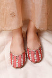 Rust Kali Embroidered Silk Juttis