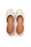 White Embroidered Silk Juttis