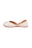 White Embroidered Silk Juttis