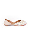 White Embroidered Silk Juttis