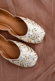 White Embroidered Silk Juttis