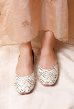 White Embroidered Silk Juttis