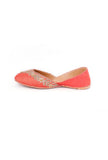 Orange Embroidered Silk Juttis