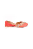 Orange Embroidered Silk Juttis