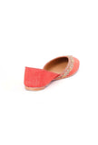 Orange Embroidered Silk Juttis