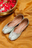Mint Dabka Embroidered Silk Juttis