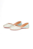 Mint Dabka Embroidered Silk Juttis