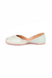 Mint Dabka Embroidered Silk Juttis