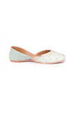 Mint Dabka Embroidered Silk Juttis