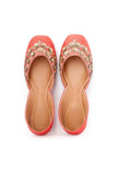 Rust Embroidered Silk Juttis