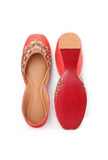 Rust Embroidered Silk Juttis