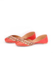Rust Embroidered Silk Juttis