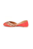 Rust Embroidered Silk Juttis
