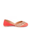 Rust Embroidered Silk Juttis