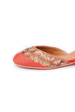 Rust Embroidered Silk Juttis