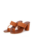 Elegant Tan Block Heel Sandals – Comfortable & Chic