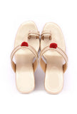 Vegan Golden Leather Heeled Sandals for Women