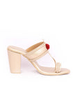 Trendy Gold Vegan Leather Sandals for Parties & Weddings