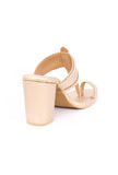 Golden Block Heels – Stylish Vegan Leather Footwear