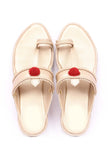Golden Pom Pom Sandals