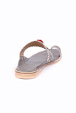 Grey & Silver Pom Pom Cruelty-Free Leather Sandals