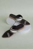 White & Brown Cruelty-Free Leather Sandals