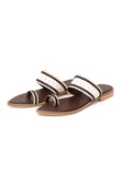 White & Brown Cruelty-Free Leather Sandals