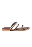 White & Brown Cruelty-Free Leather Sandals