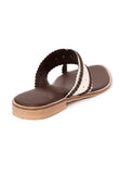 White & Brown Cruelty-Free Leather Sandals