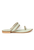 Mint Green & Silver Cruelty Free Leather Sandals