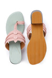 Trendy pastel pink and blue heels made from vegan materials