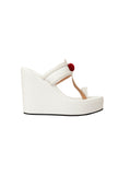 White Vegan Leather Wedges