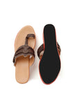 Rusted Orange & Brown Vegan Leather Wedges