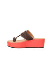 Rusted Orange & Brown Vegan Leather Wedges