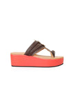 Rusted Orange & Brown Vegan Leather Wedges