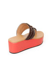 Rusted Orange & Brown Vegan Leather Wedges