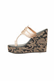 Gold Brocade Kolhapuri Wedge Sandals – Stylish & Comfortable
