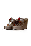 Traditional Kolhapuri-style wedges in rose gold finish