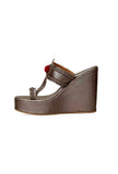 Stylish rose gold Kolhapuri wedges for ethnic wear