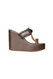 Women's rose gold Kolhapuri-inspired wedge heels