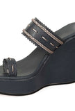 Midnight Blue Kolhapuri Inspired Wedges